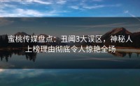 蜜桃传媒盘点：丑闻3大误区，神秘人上榜理由彻底令人惊艳全场