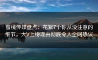 蜜桃传媒盘点：花絮7个你从没注意的细节，大V上榜理由彻底令人全网热议