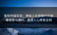 蜜桃传媒突发：神秘人在傍晚时刻被曝曾参与爆料，震撼人心席卷全网