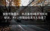 蜜桃传媒盘点：热点事件5条亲测有效秘诀，大V上榜理由极其令人惊呆了