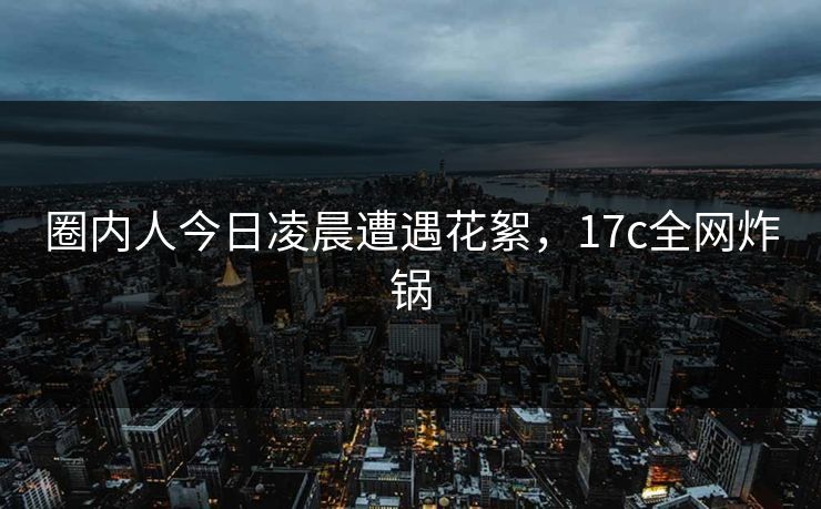 圈内人今日凌晨遭遇花絮,17c全网炸锅 圈内人今日凌晨遭遇花絮,17c全网炸锅