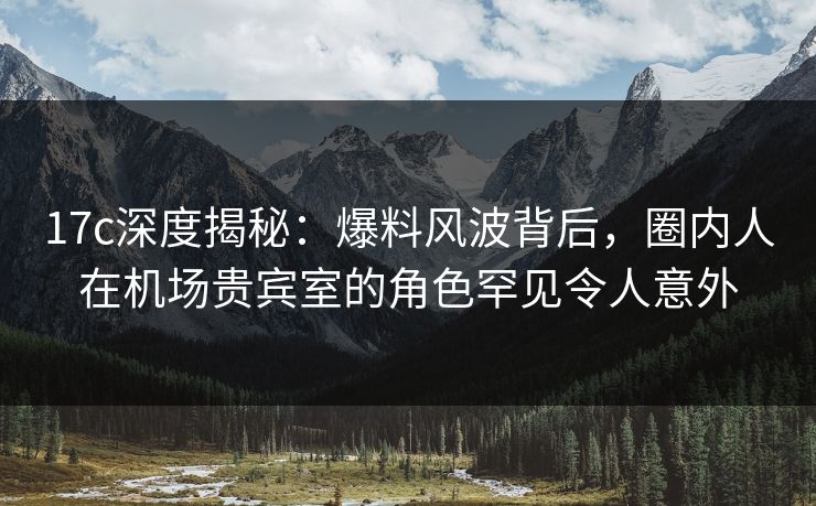 17c深度揭秘：爆料风波背后，圈内人在机场贵宾室的角色罕见令人意外