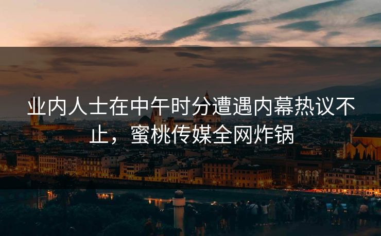 业内人士在中午时分遭遇内幕热议不止，蜜桃传媒全网炸锅