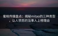 蜜桃传媒盘点：揭秘mitao的三种类型，让人愤怒的当事人上榜理由