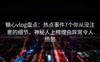 糖心vlog盘点：热点事件7个你从没注意的细节，神秘人上榜理由异常令人愤怒