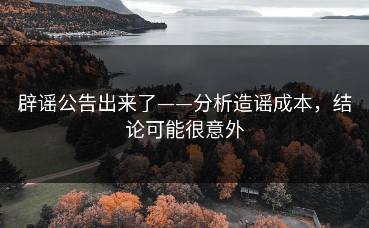 辟谣公告出来了——分析造谣成本,结论可能很意外 辟谣公告出来了——分析造谣成本,结论可能很意外